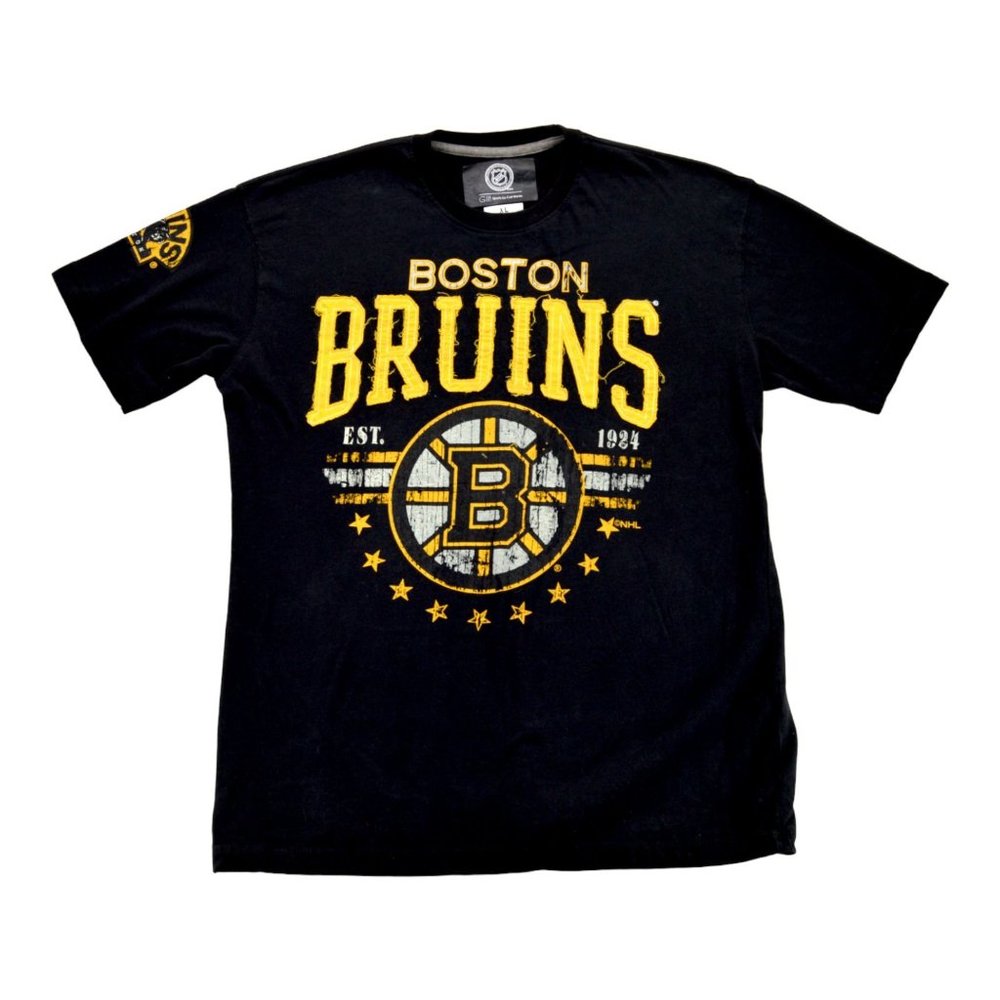 Vintage 90s Boston Bruins Salem Sportswear T-shirt Size XL NHL Black‎